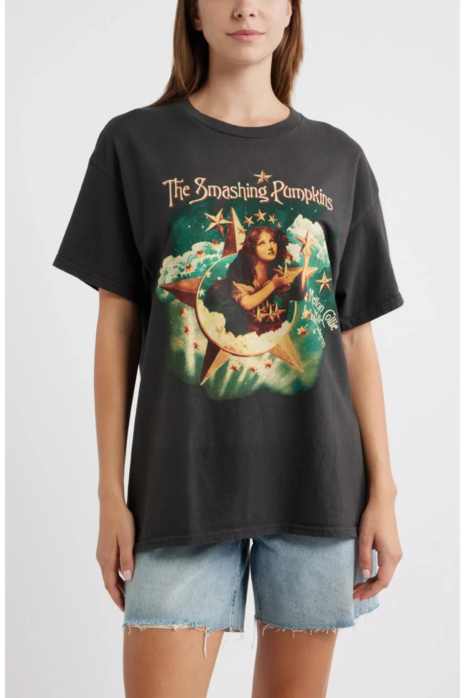 Nordstrom sale a gray Smashing Pumpkins short with oversized fit and graphic in front