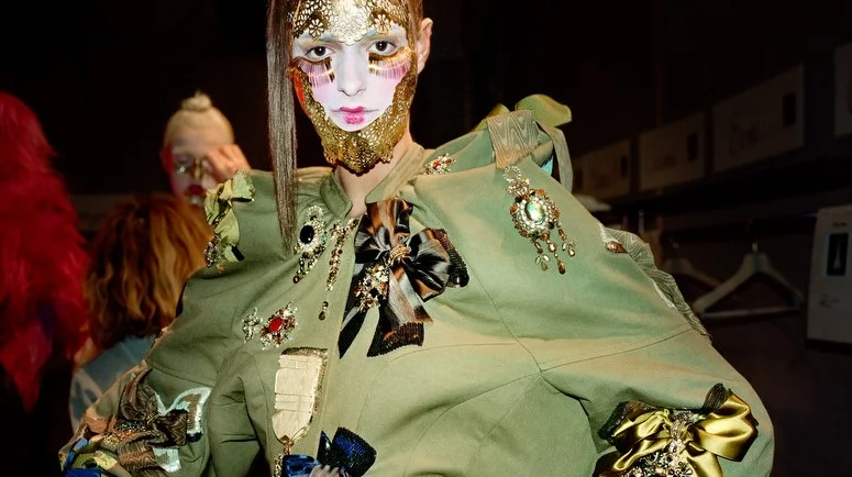 John Galliano for DiorTrans-Siberian Excess, Haute Couture Spring/Summer 2002Model Jacquetta Wheeler, hair by Orlando Pita and make-up by Pat McGrath