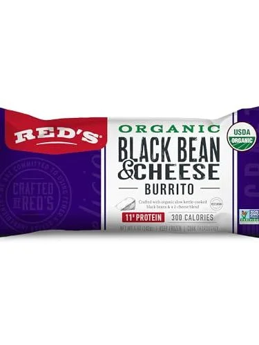 Product shot of Red's black bean and cheese burrito