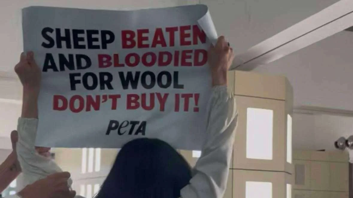 PETA protesters stormed the Cos show on Sunday afternoon in New York.