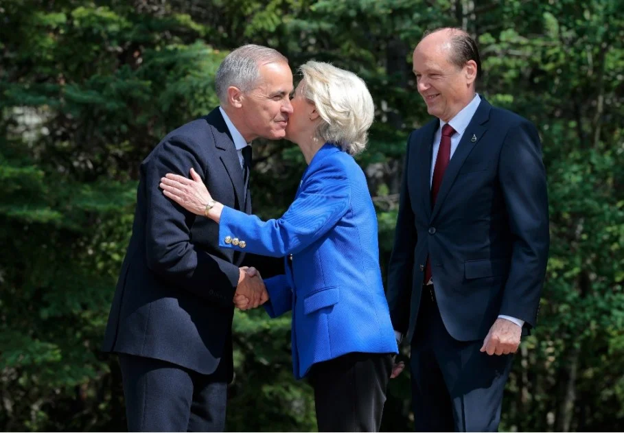 Canadian Prime Minister Mark Carney and European Commission President Ursula von der Leyen during the G7 Leaders' Summit on June 16, 2025.