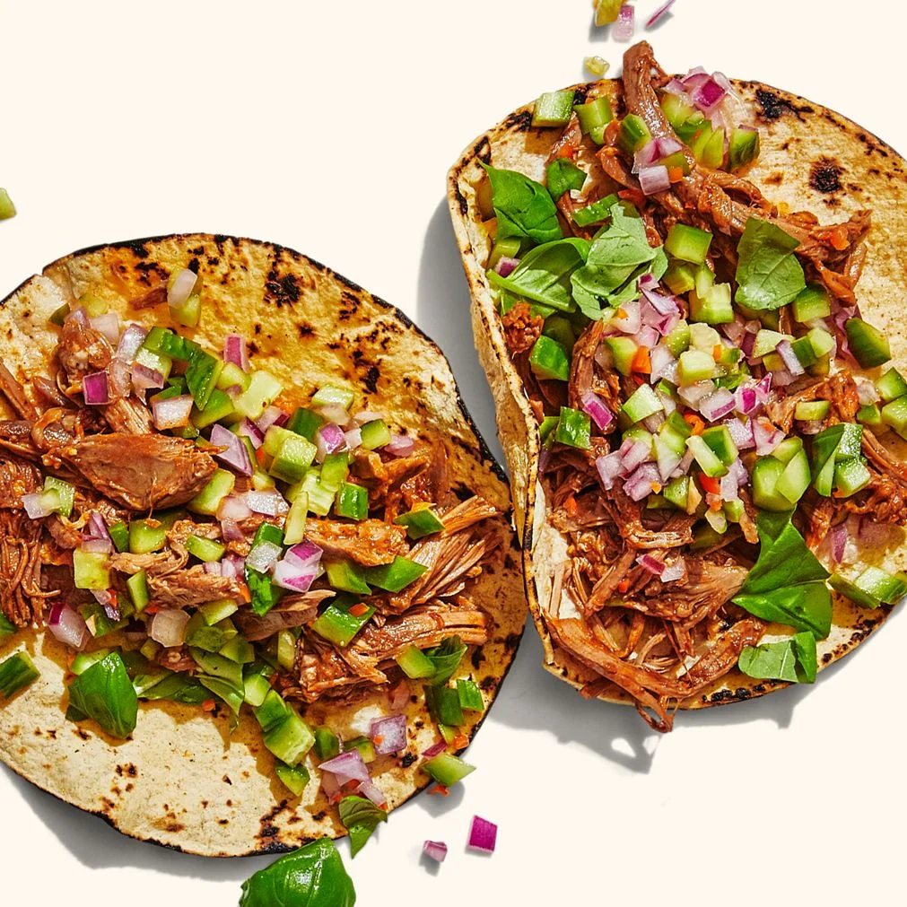 Goat Birria Tacos With Cucumber Pico de Gallo