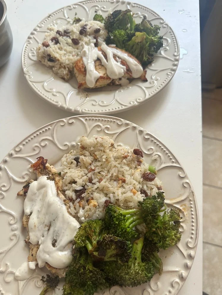 Chicken with lemon crema and rice recipe from Green Chef