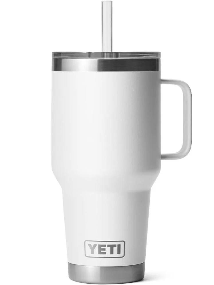YETI products -  YETI Rambler 35 oz Tumbler with Handle and Straw Lid, Travel Mug Water Tumbler, Vacuum Insulated Cup with Handle, Stainless Steel, White