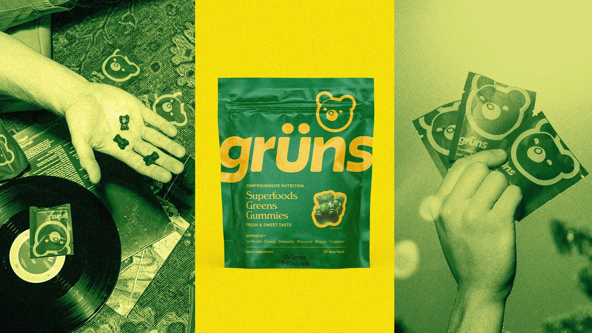 Gruns superfood gummies in their packaging