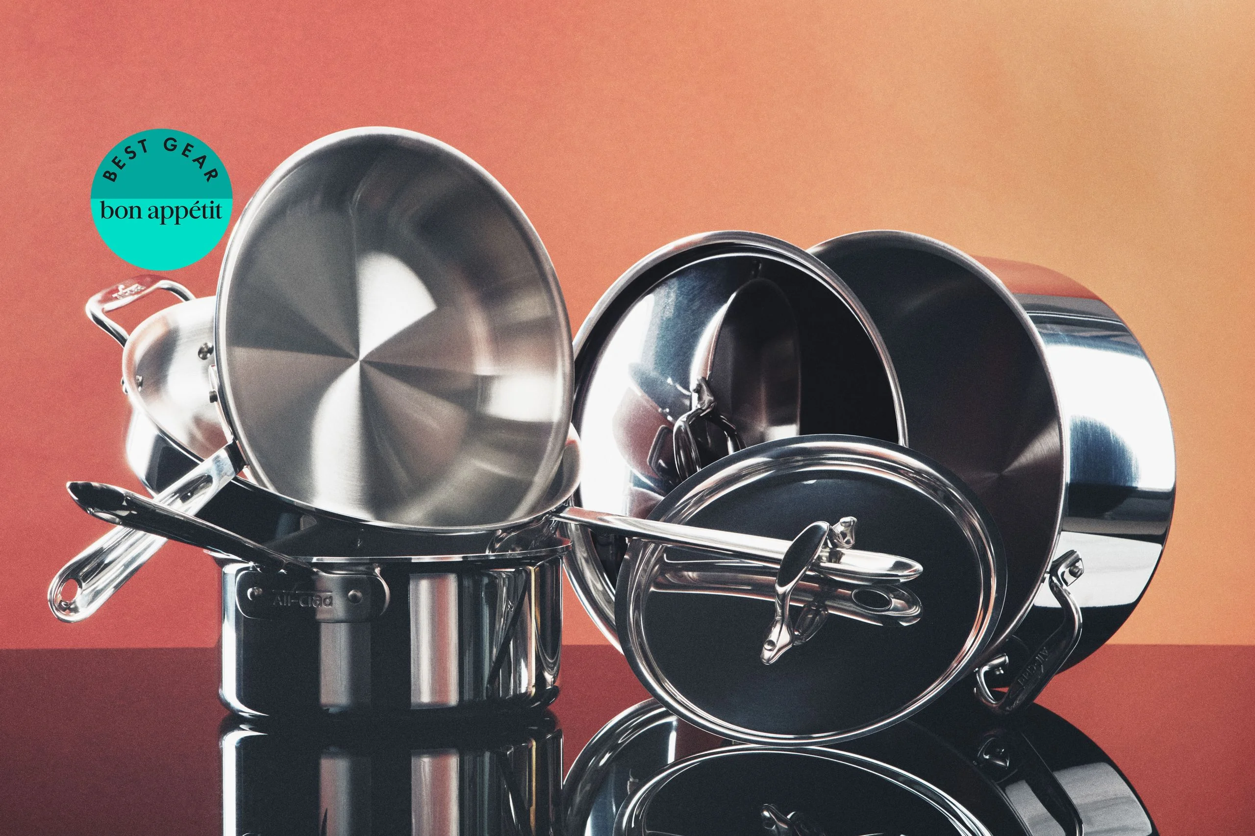 An AllClad D3 cookware set.