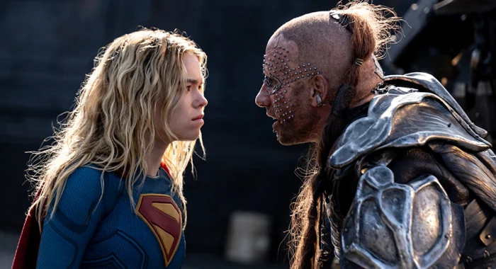 Milly Alcock and Matthias Schoenaerts in Supergirl (2026)